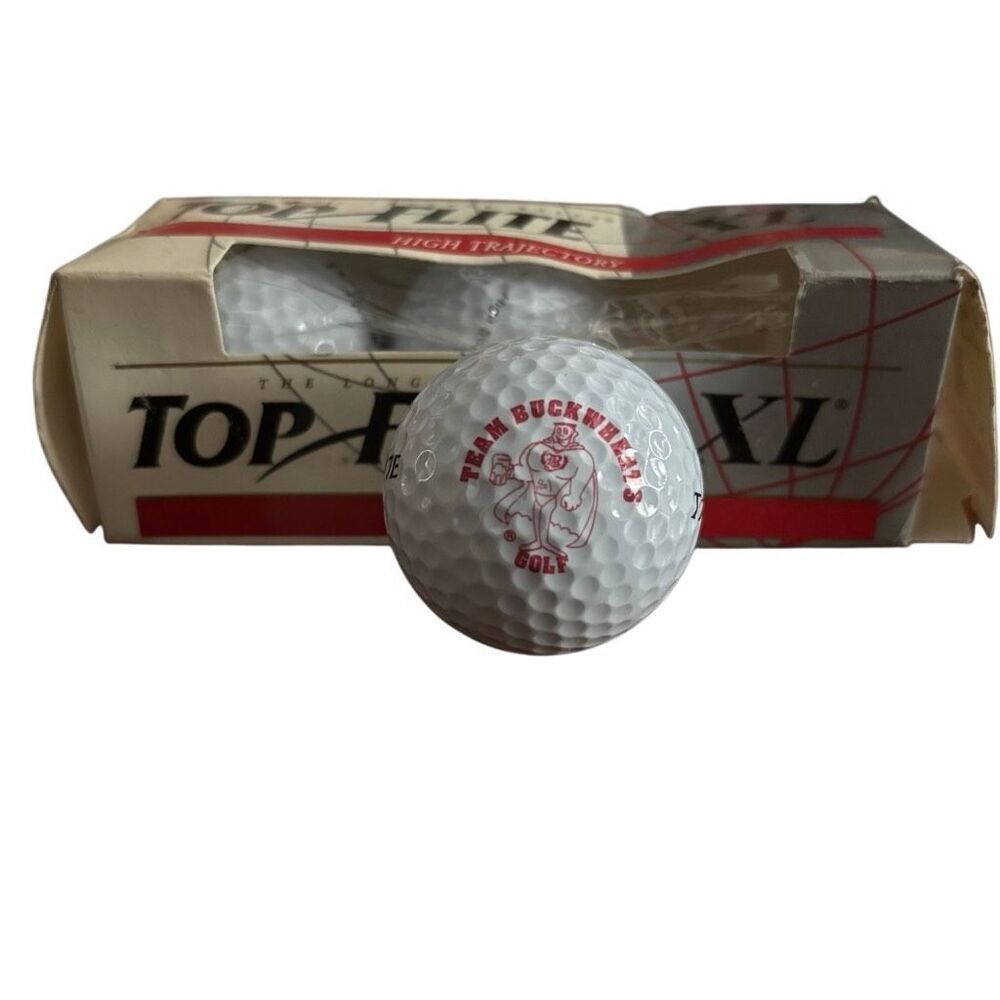 Team Buckwheats Logo Top Flight High Trajectory Golf Balls Red 4 New Box Of 3
